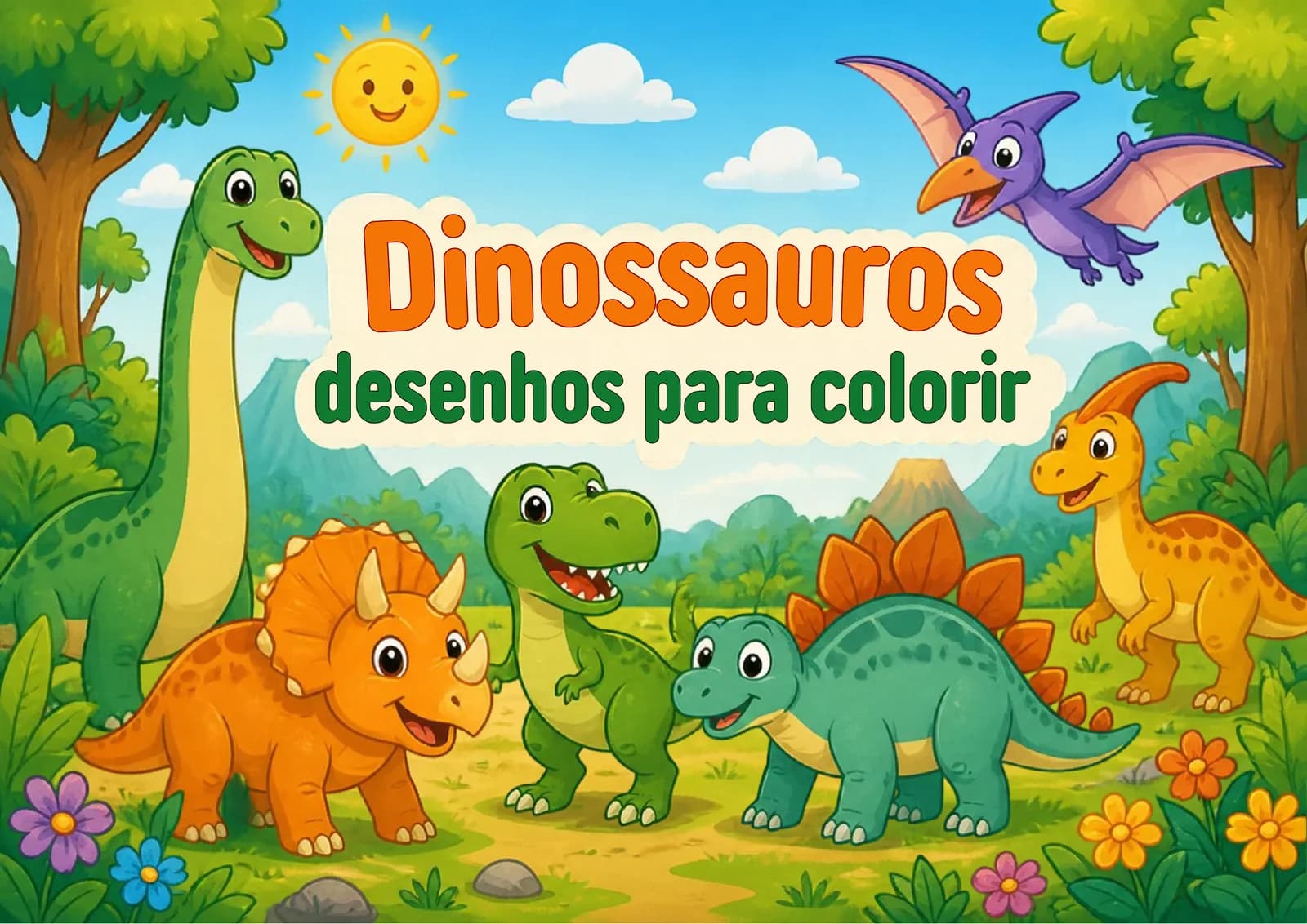 Capa do livro Dinossauros: Desenhos para Colorir