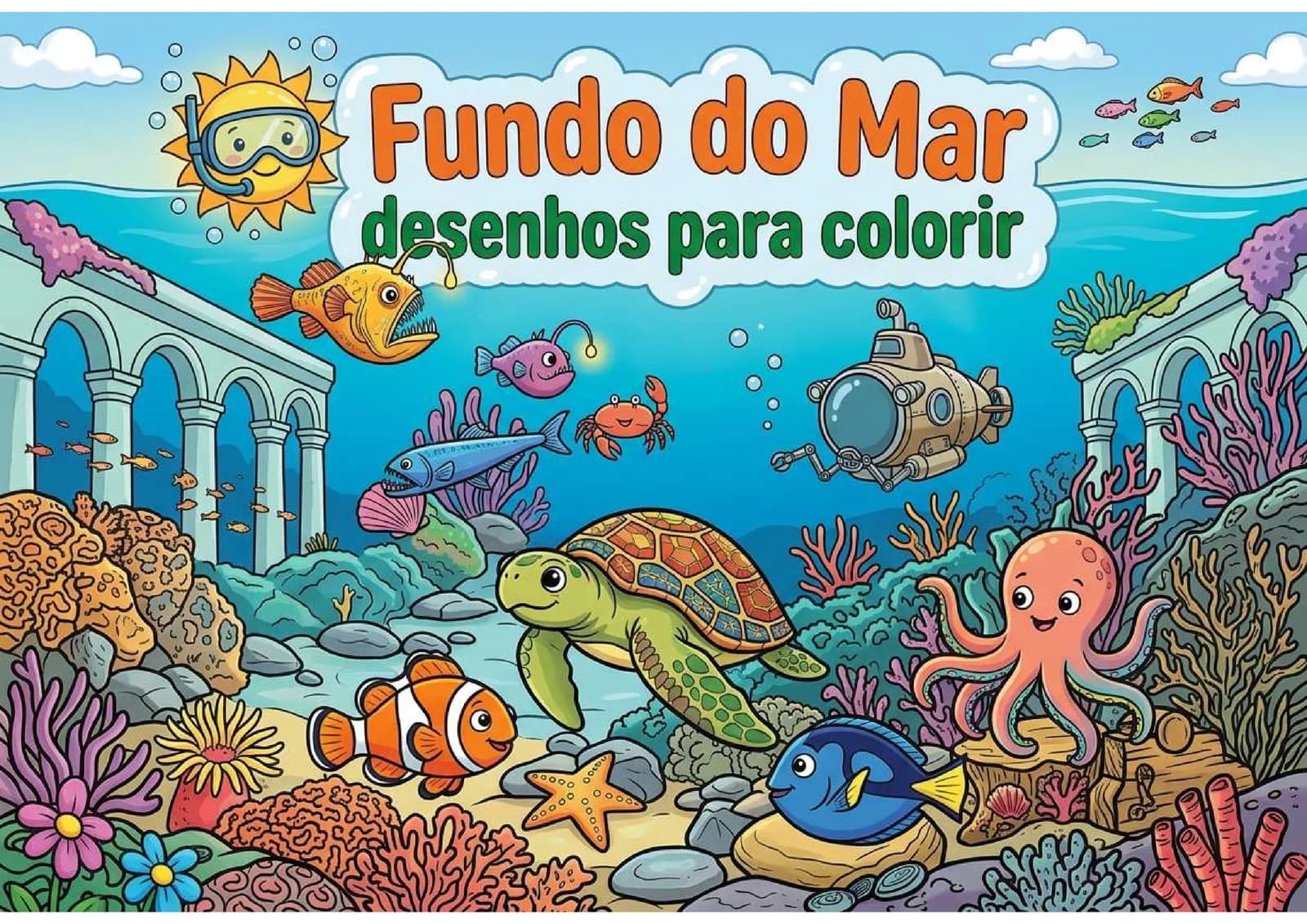 Capa do livro Fundo do Mar: Desenhos para Colorir
